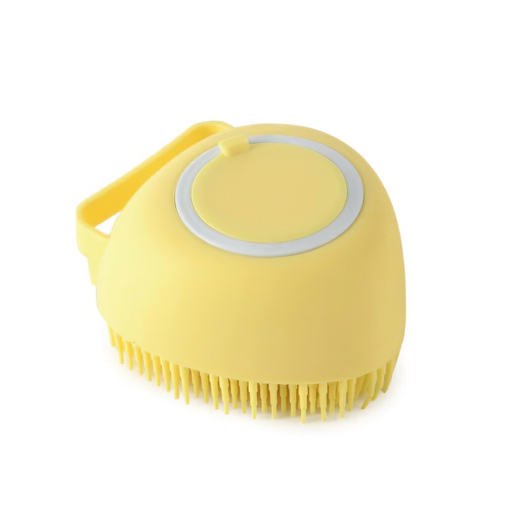Hond Shampoo Borstel Kat Massage Kam Grooming Scrubber Borstel Voor Zwemmen Korte Haar Zachte Siliconen Rubber Borstels: yellow