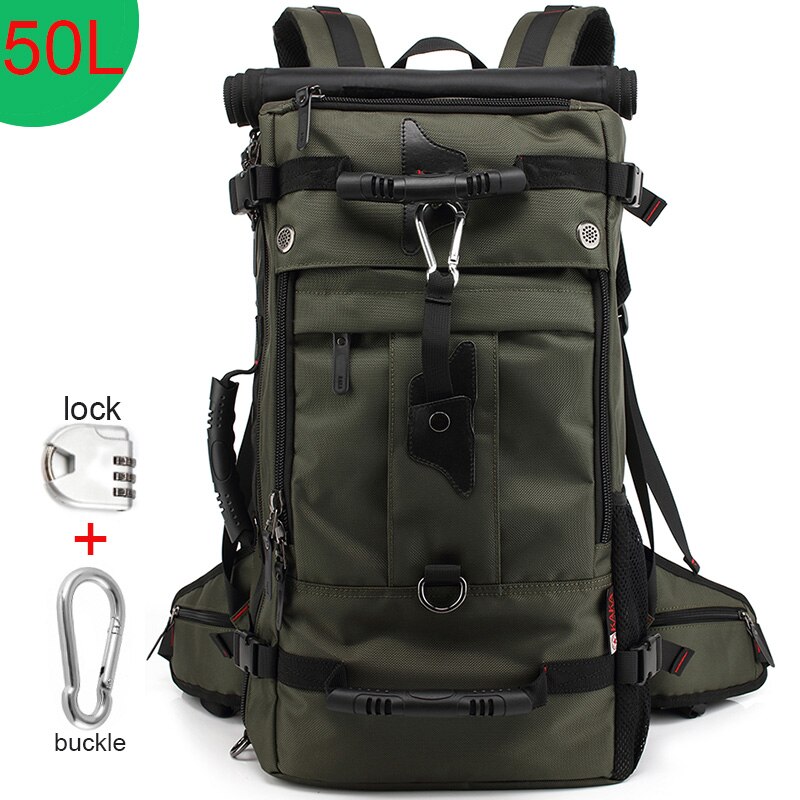 50L Waterproof Durable Travel Backpack Men Women Multifunction 17.3 Laptop Backpacks Male outdoor Luggage Bag mochilas: Amy Green 50L