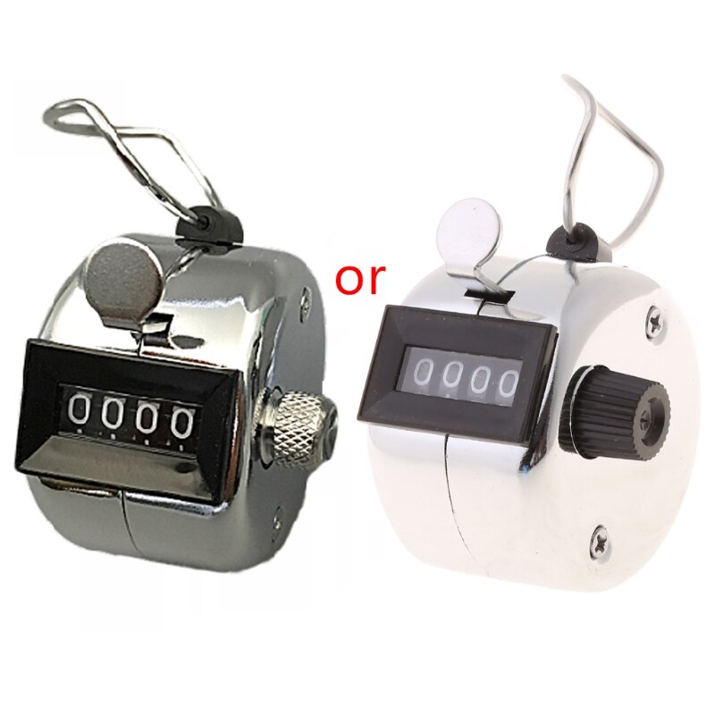 Hand Tally Counter Stainless Steel 4 Digit Mechanical Clicker with Finger Ring R9JF