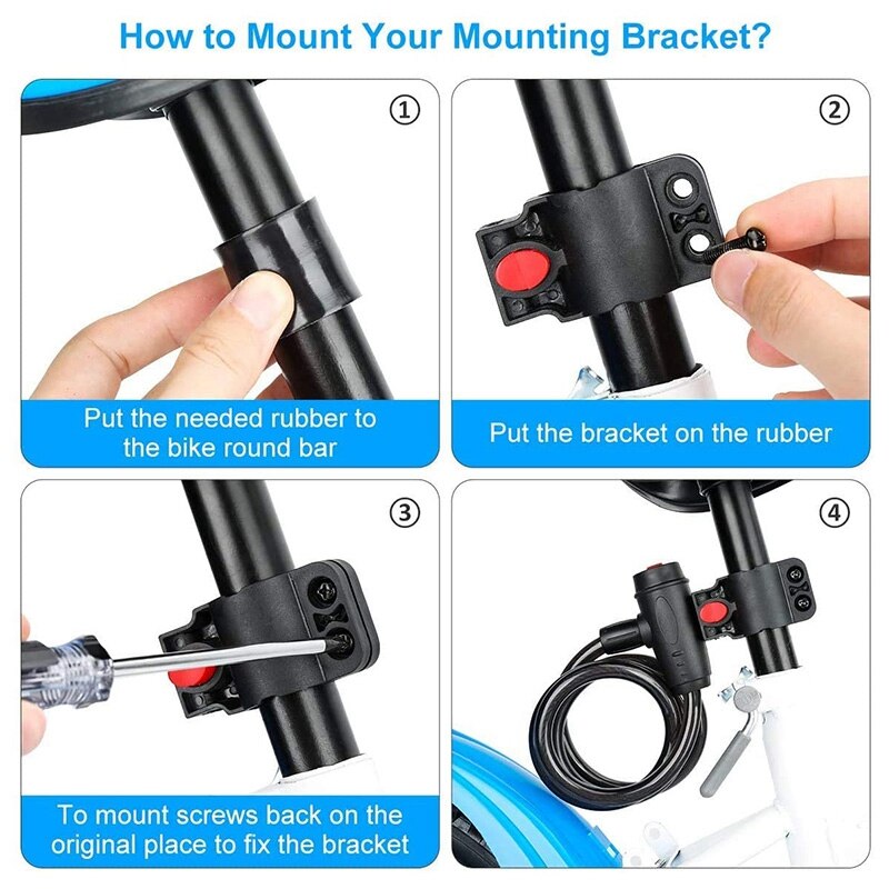 Fahrrad Kabel Schloss Mit Halterung - 120cm ABS Schloss Für Fahrräder & Motorräder