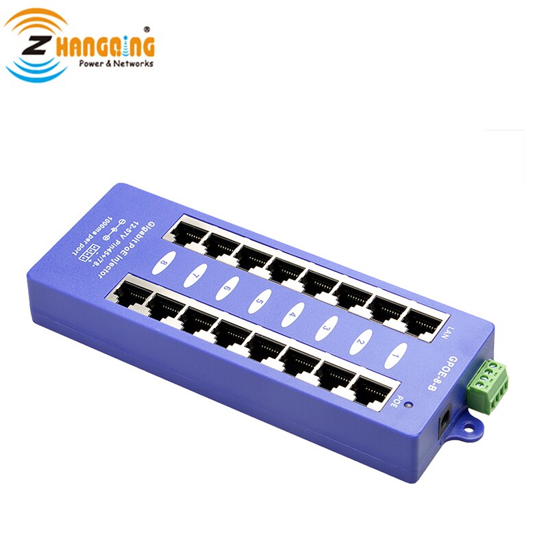 8 Port Gigabit PoE Injector 1000M Version With 24V 60W Power Supply For MikroTik, Ubiquiti, 24v PoE Devices