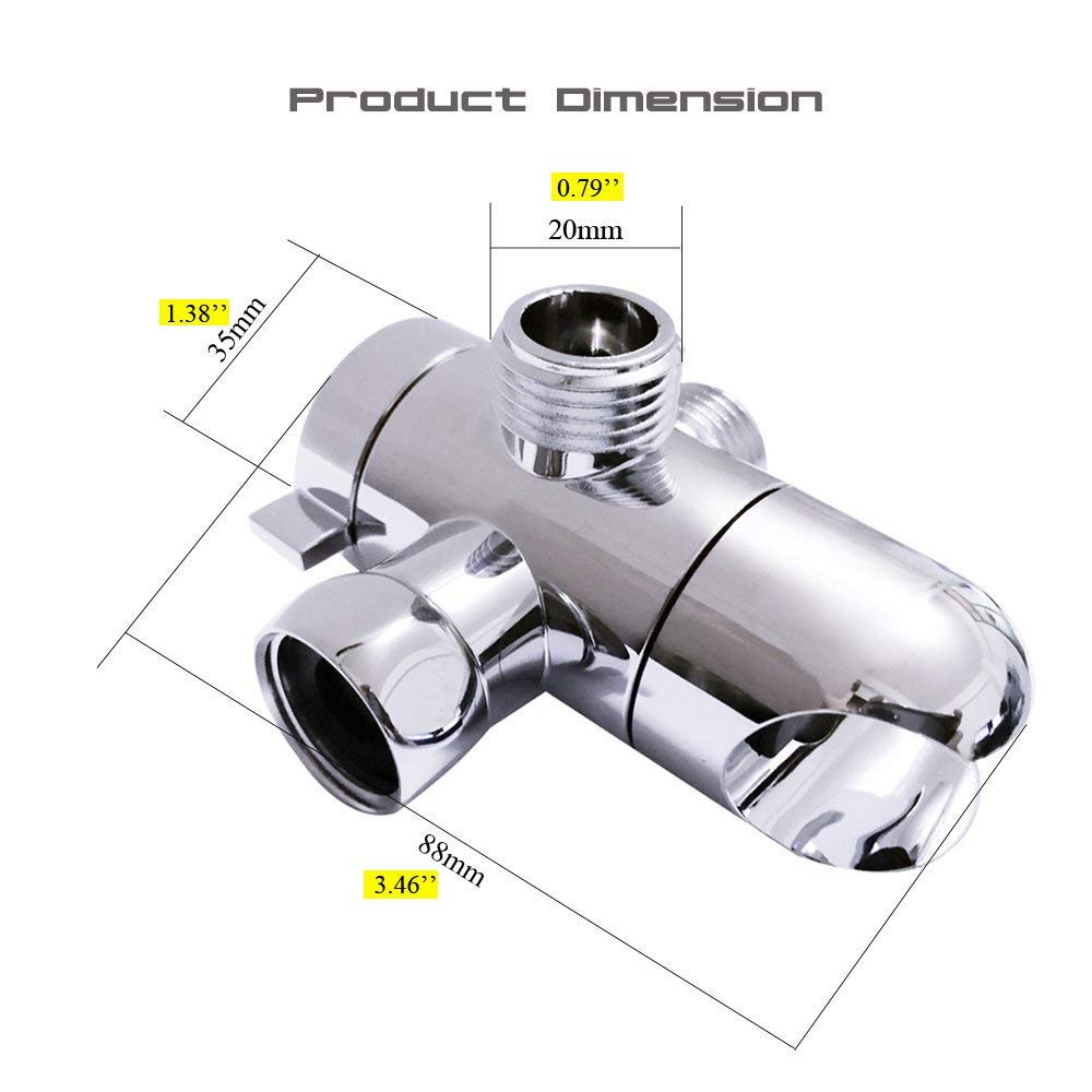 3 Way Shower Diverter Valve Mount G1/2 Universal Handheld Shower Arm Diverter Splitter with Shower Head Holder
