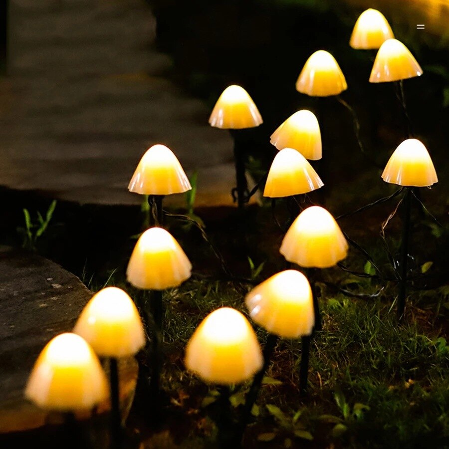 Luz LED Solar para exteriores, Luces de decoración de jardín con forma de seta, impermeables IP66, guirnalda de luces navideñas para jardín, luz de hadas de celda Solar