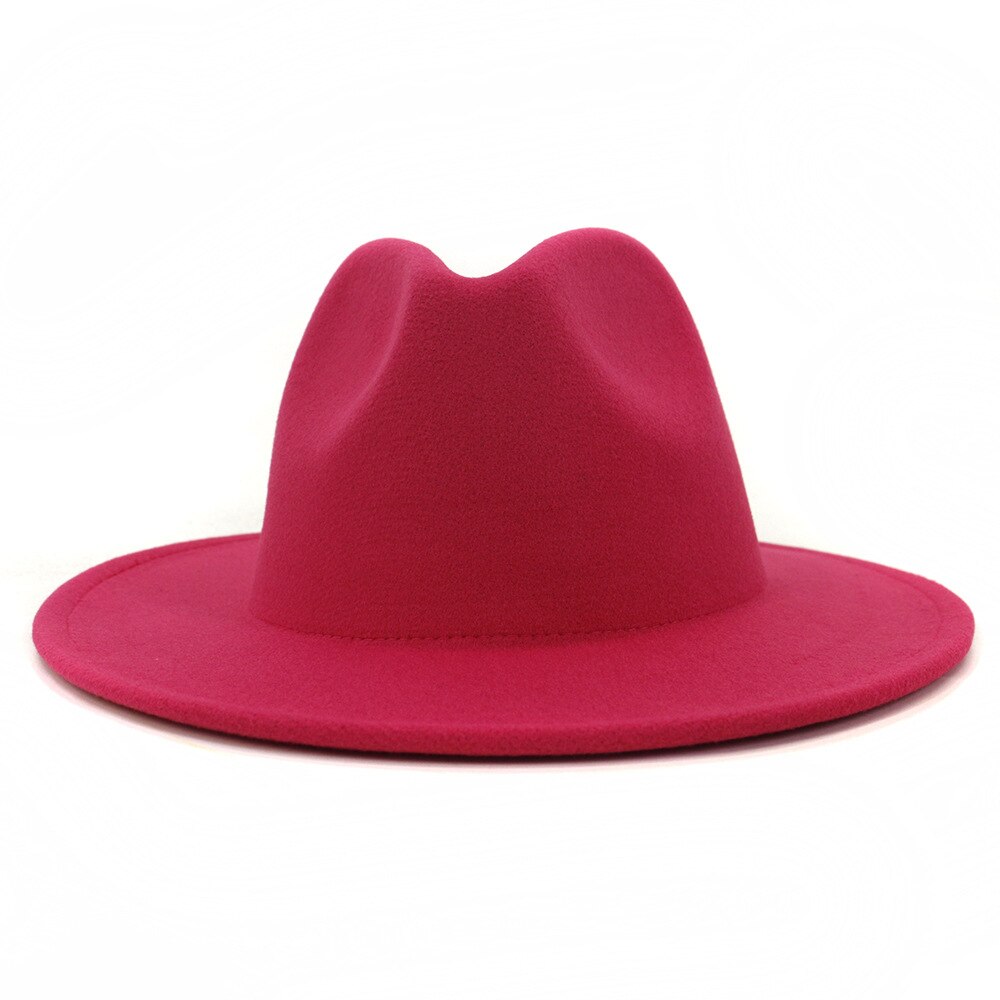 QBHAT Pink and Lime Green Patchwork Wool Felt Fedora Hats Women Large Brim Panama Trilby Jazz Cap Derby Hat Sombrero Mujer