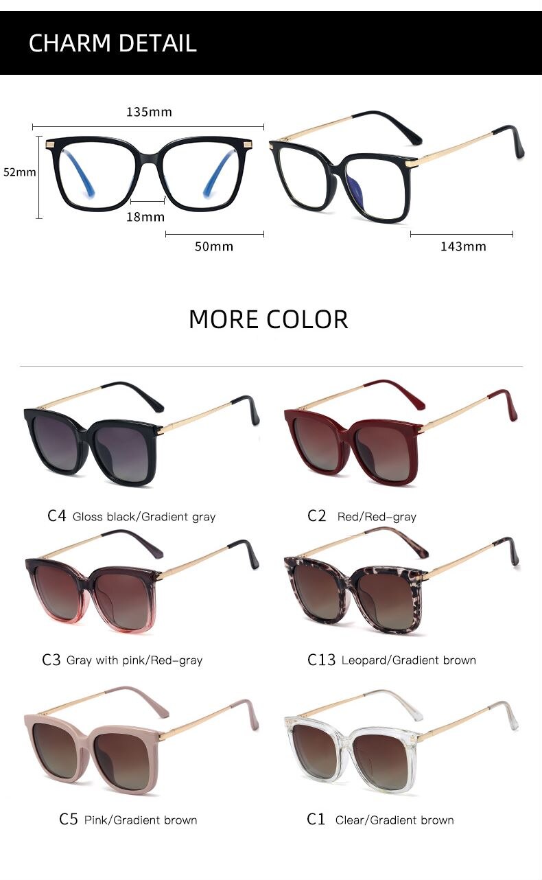 2 in 1 Polarized Magnet Clip On Eyeglasses Frame for Women TR90 Cat Eye Optical Glasses Frame Female Myopia Prescription
