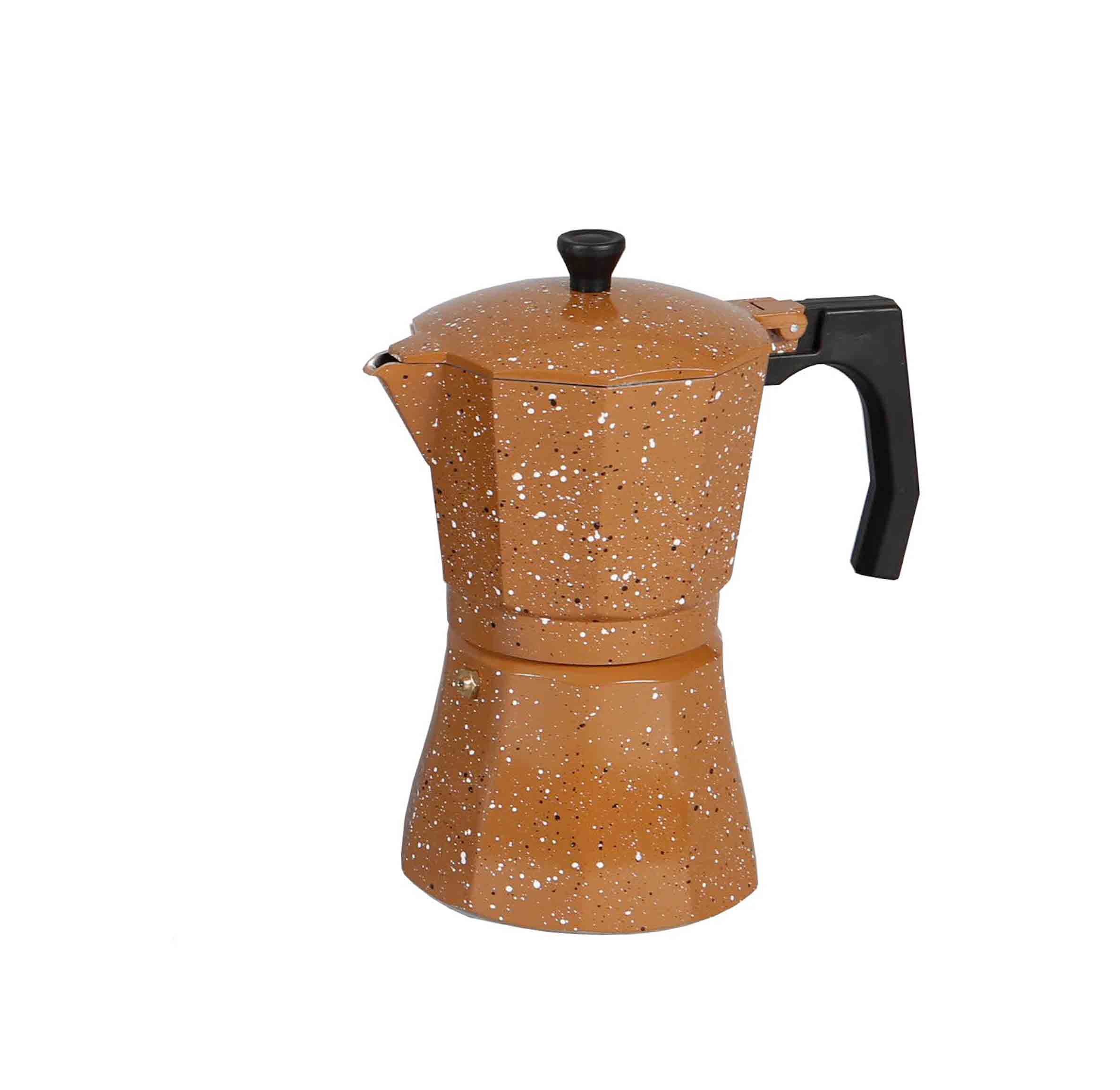 Cafetera italiana clásica aluminio revestido de mármol 9 o 12 Tazas | 3 colores | cafetera Moka vitrocerámica (marrón): Brown 9 cups