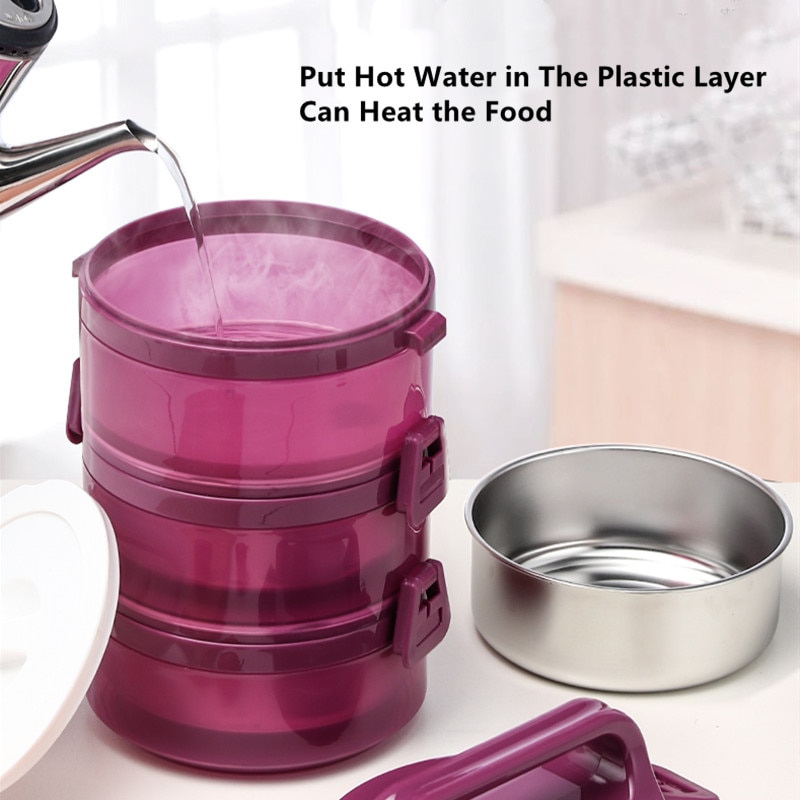 Roestvrij Staal Thermische Lunch Bento Box Voor Office Student Draagbare Multi Layer Picknick Voedsel Container Lekvrij Thermos Lunchbox