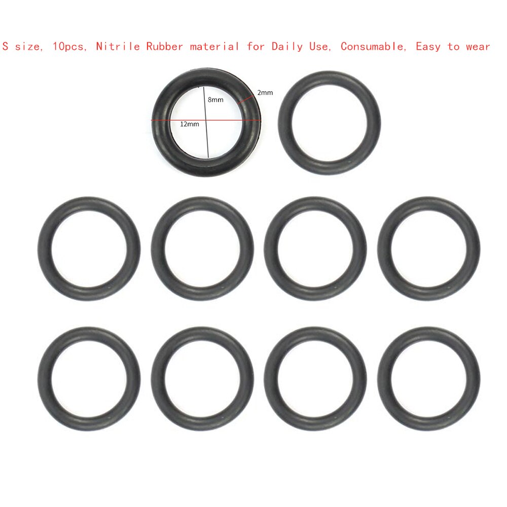 Anillo de goma de silicona tipo O de 10 piezas, adaptador de junta tórica impermeable para GOPRO yi, OSMO Action, cámaras DSLR, accesorio de cabeza de bola de buceo: Rubber Size S Black