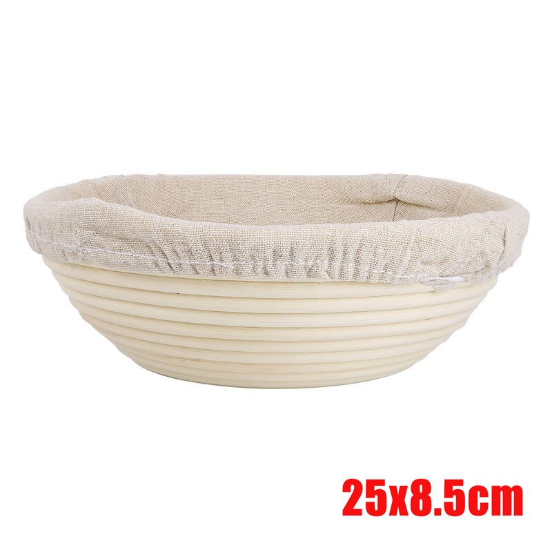 Round Rattan Bread Proofing Basket Natural Rattan Wicker Dough Fermentation Sourdough Country Bread Basket with Cloth Cover: 25x8.5cm