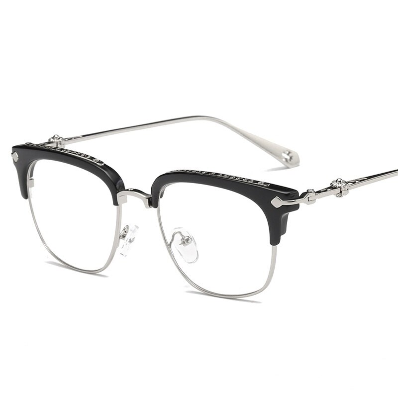 Retro Classic Clear Frames Glasses Men Women Eyeglasses Vintage Half Metal Eyewear Frame: 1