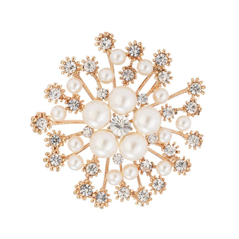 Luckydays spilla scintillante fiocco di neve invernale giallo oro rosa argento colore verde zircone spilla perla per gioielli da donna: style 6
