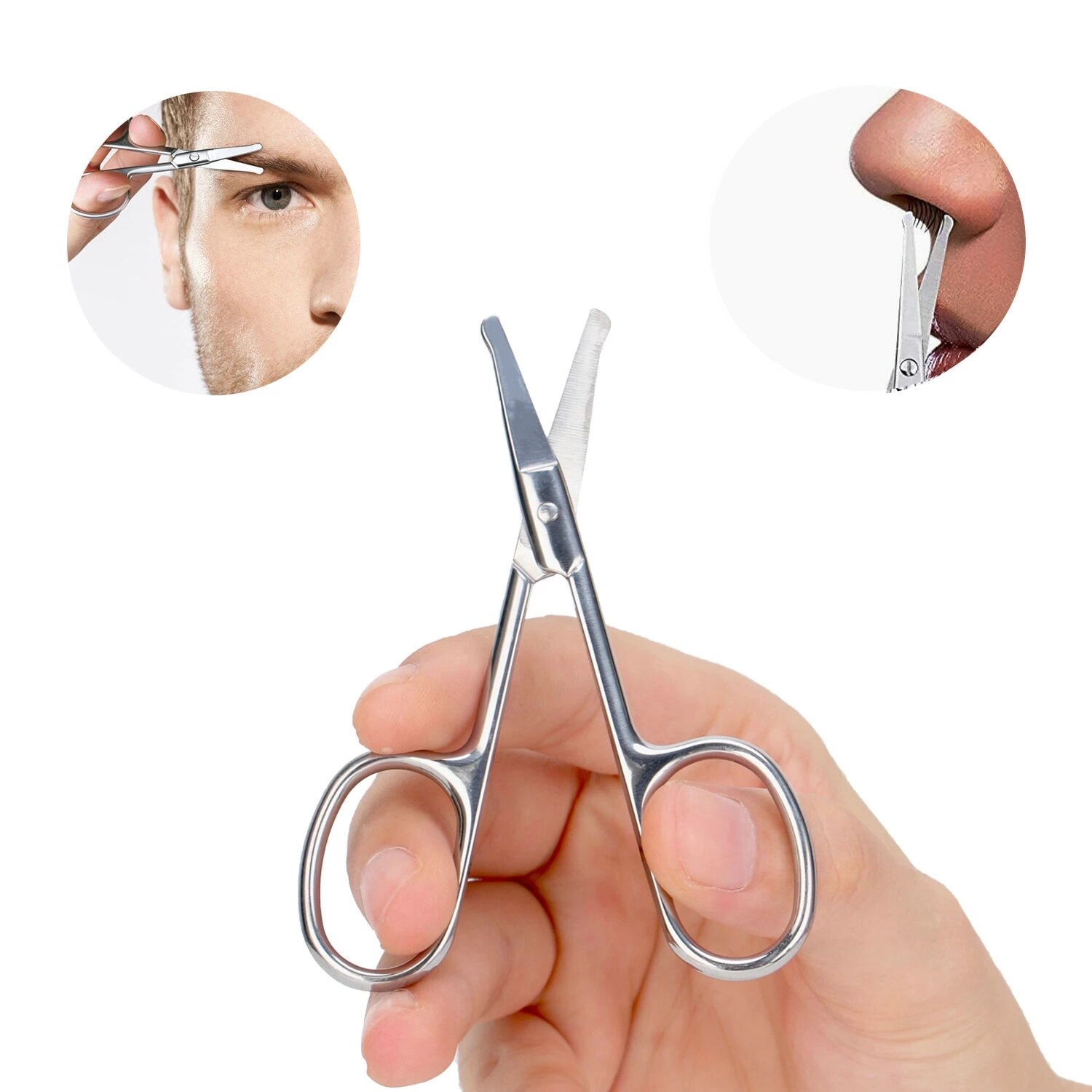 2Pcs Stainless Steel Grooming Small Scissors Nose Hair Trimming Beard Mustaches Eyebrow Eyelashes Ear Hair Trimmer for Men Women