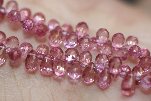 Une pièce perles en vrac topaze rose goutte à facettes 7-8mm pour bricolage fabrication de bijoux FPPJ perles nature gemme pierre