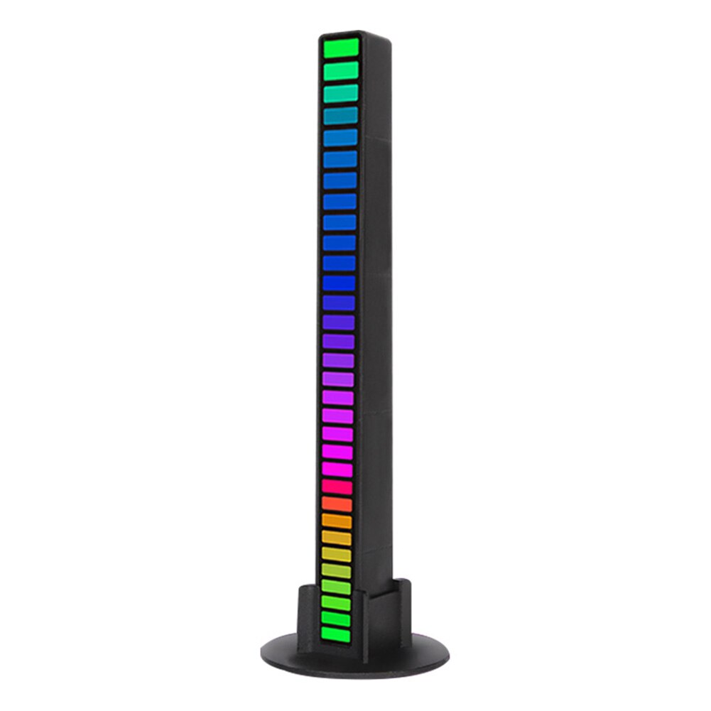32 LED Strip Light RGB Voice Control Rhythm Lights Pickup Lamp Music Atmosphere Lamp Colorful Ambient Light Bar for Car Party: 32LED Black