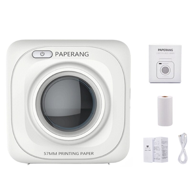 Mini Portable Thermal Printer Photo Pocket Photo 300dpi Printing With 1Roller Paper Wireless Bluetooth Student Printers School: White