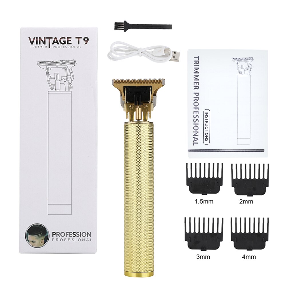 Recortadora de pelo Baldheaded T9 de 0MM, maquinilla para peluquero, escultura de Máquina para cortar cabello sin cuerda, Afeitadora eléctrica, afeitadora de barba, cortacésped para hombres: Only Gold Clipper