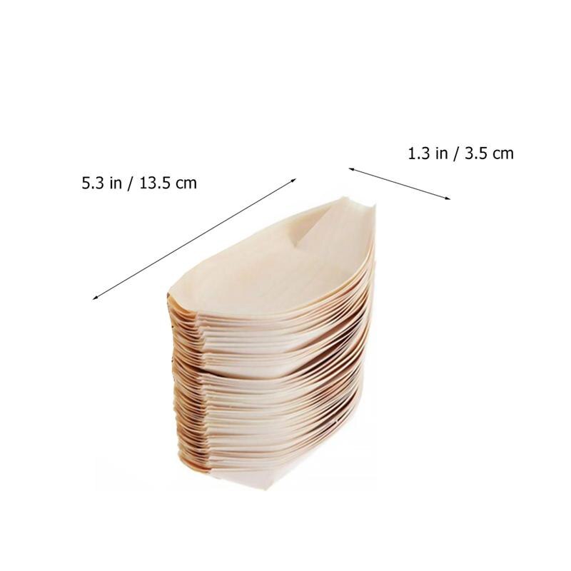50pcs Wooden Tableware Snack Containers Disposable Food Containers Snack Bowl: 50PCS  L