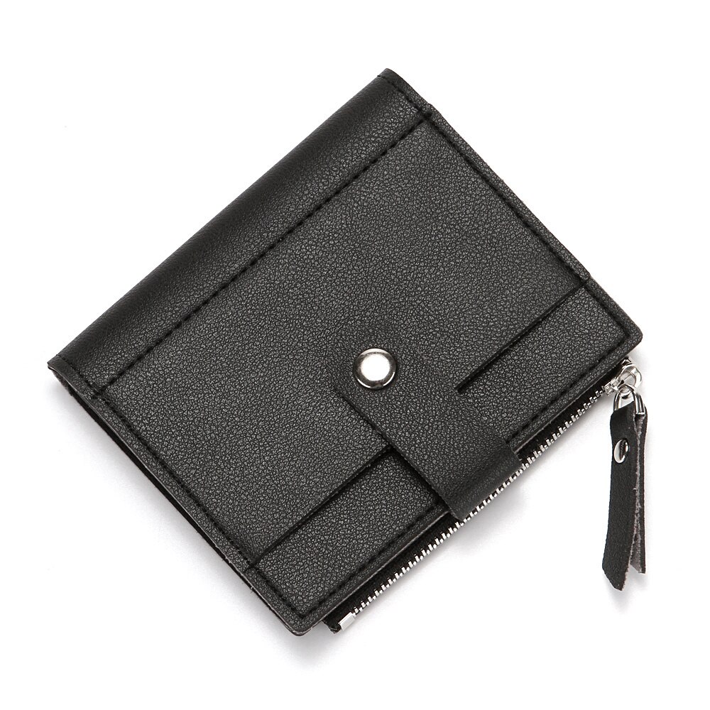 BONAMIE crédit porte-carte pour femme avec fermeture éclair poche cuir hommes petit porte-cartes de visite porte-carte s portefeuille avec moraillon rouge: Black