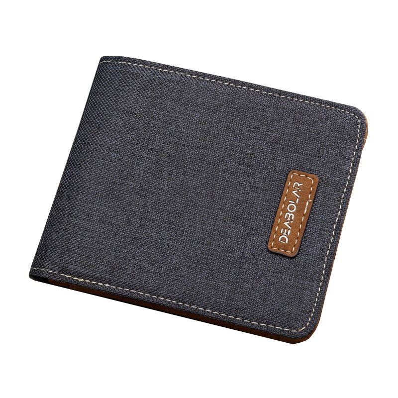 Men's Short Wallet Student Casual Canvas Wallet Horizontal Ultra-thin Simple Purse Multi-card Credit Card Holder Male Purses Bag: Black-01