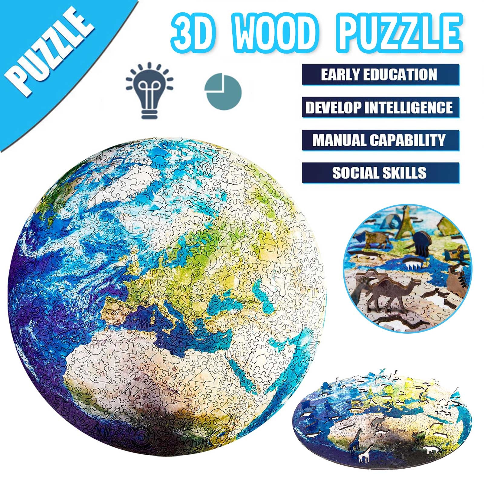 1000 Stuks Legpuzzels Educatief Speelgoed Landschap Kinderen Voor Volwassenen Puzzel Ronde Space Stars Game Speelgoed Aarde Maan A3Y6