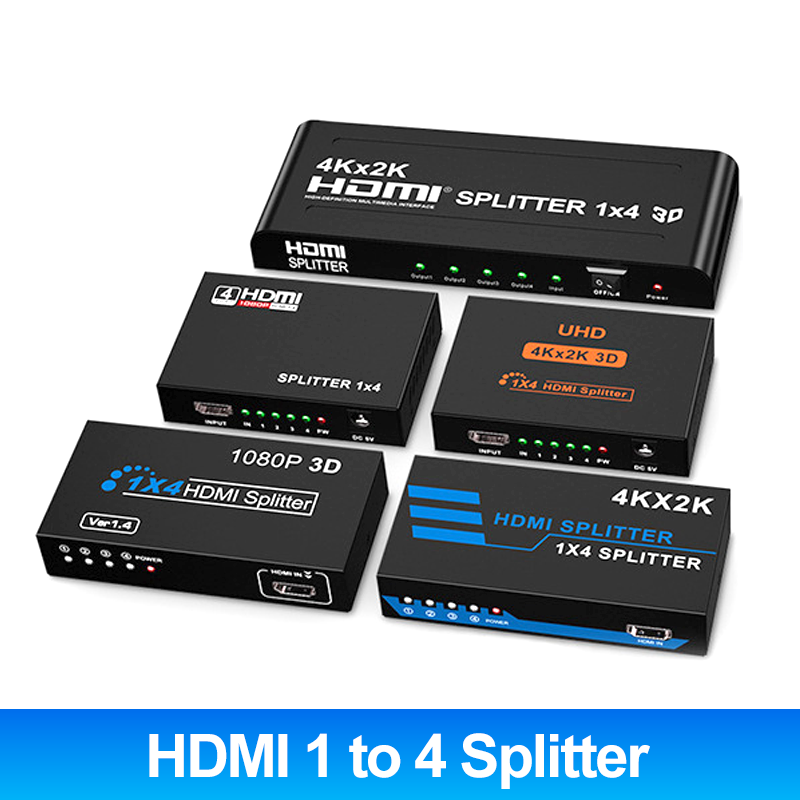 1 in 4 out HDMI Splitter 4K/2K/1080P,Video Divider, HD Video Screen Sharing Device