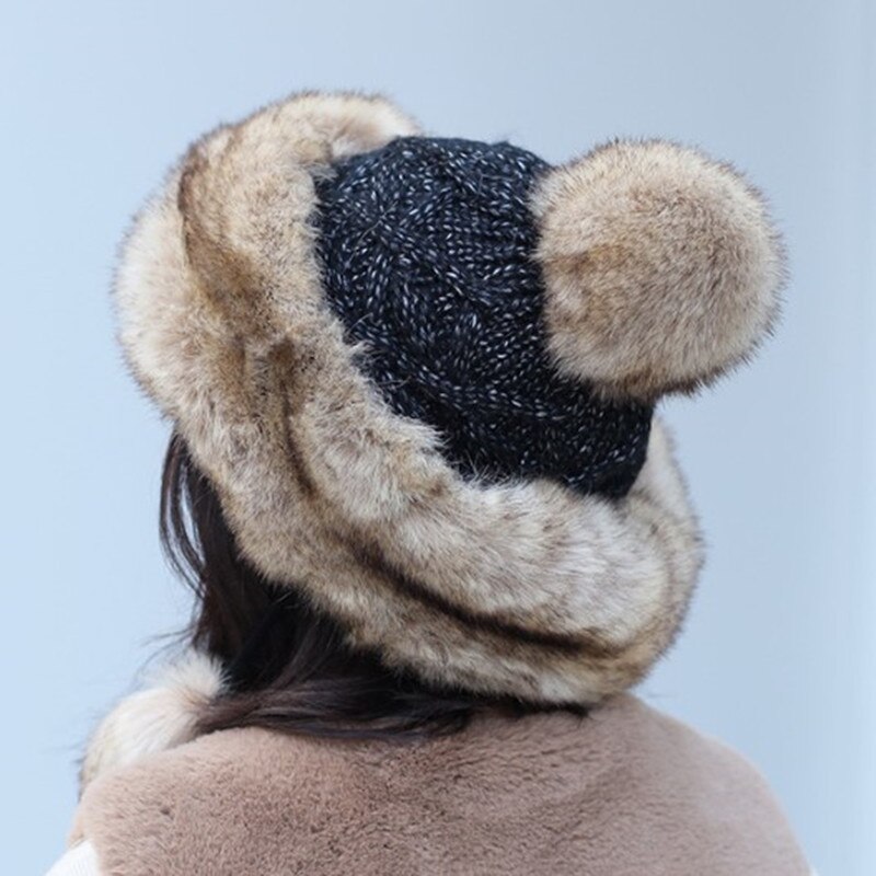 Xdanqinx Winter Vrouwen Hoed Elegante Dames Gebreide Muts Warme Dikke Bomber Hoeden Voor Vrouwen Anti-Koude Hoed Winter Ski Cap