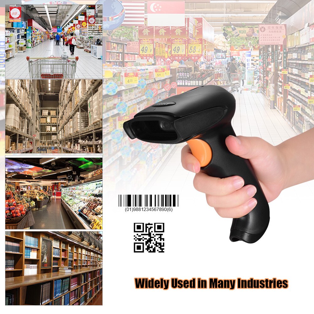 Aibecy Handheld Barcode Scanner USB 2.4G Wireless 1D 2D QR Code Scanner BT Reader CMOS Image Scanning Supplies