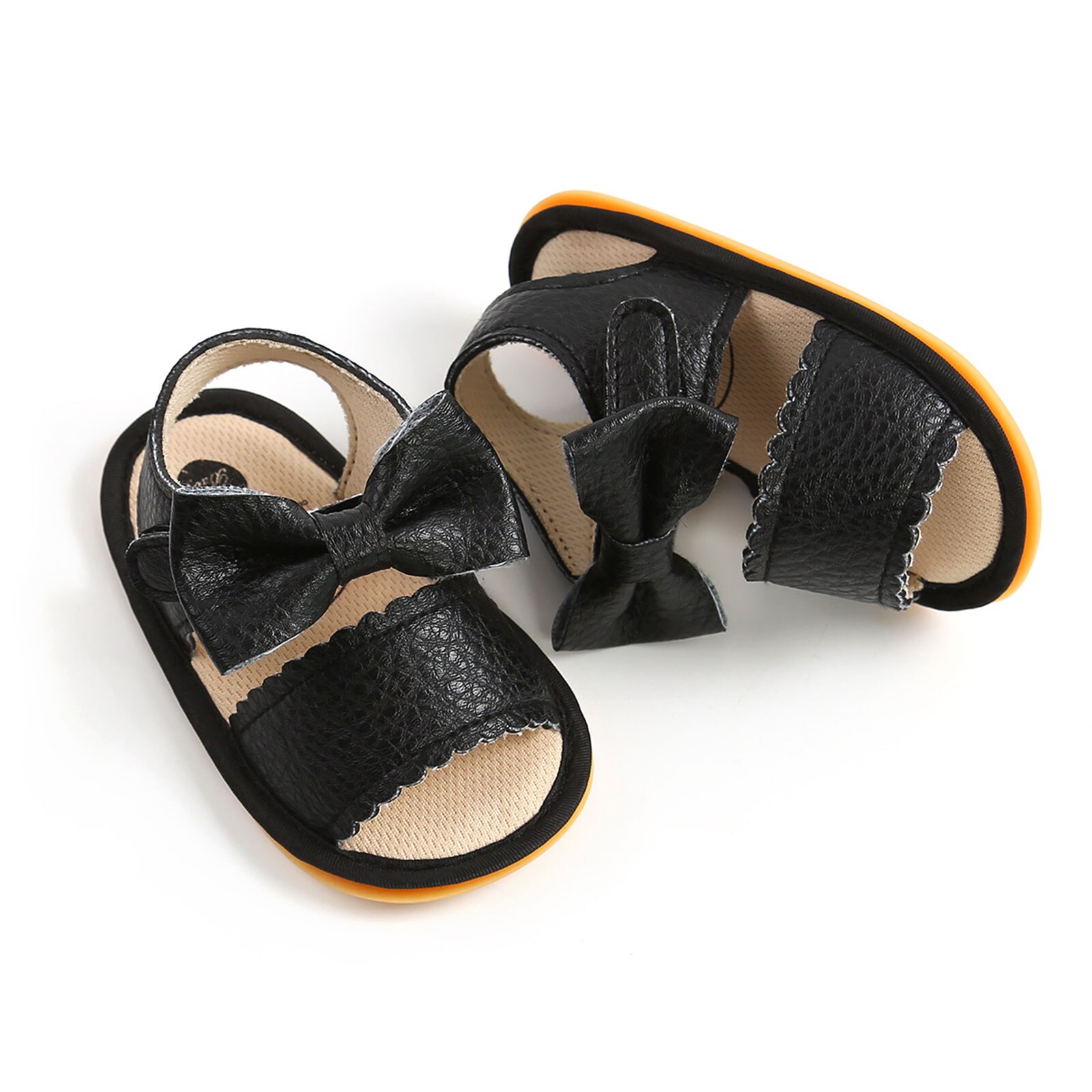 Sandales pour bébé, chaussures de marche à nœud papillon de couleur unie pour filles, blanc/marron/noir/rose pour été, 0-18 mois