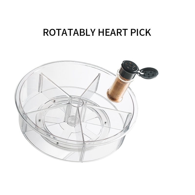 360 Rotation Cabinet Organizer 12 Inch Spice Drink Cosmetic Storage Rack PET Transparent Turntable for Kitchen Bathroom