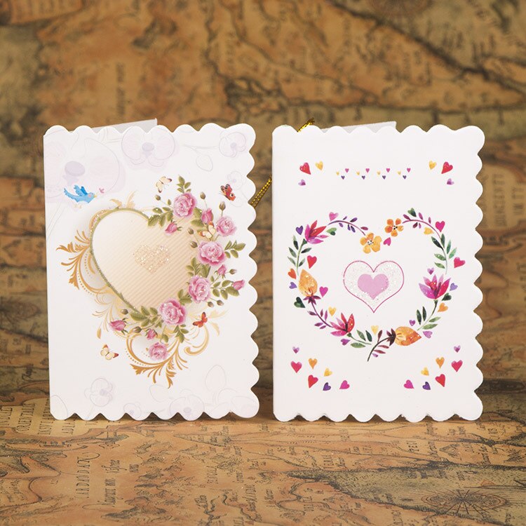 80pcs Beautiful Small Greeting Card Flash Pink Flower Birthday Card Family Message Card
