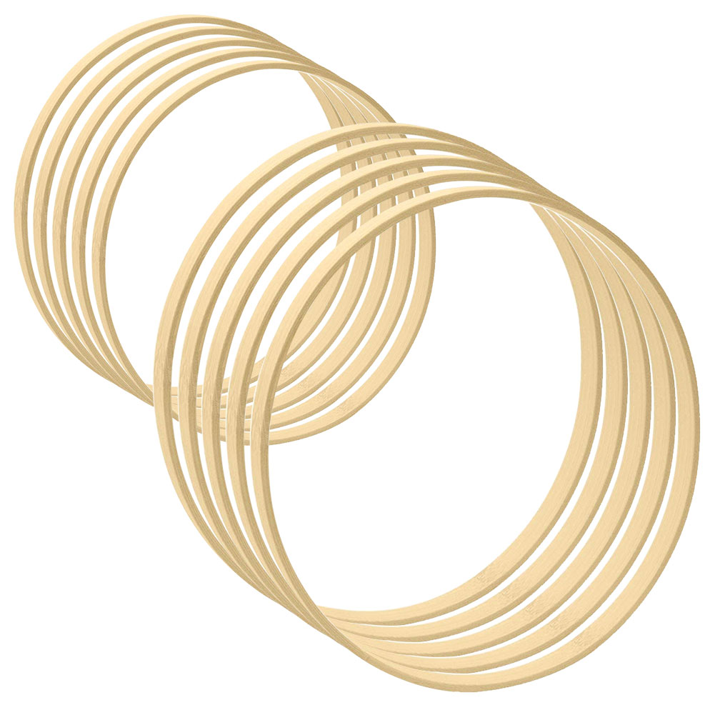 Ensemble de cerceaux en bois de 10 à 30cm, cercle artisanal en macramé, anneaux en bambou pour décoration de couronne de fleurs, attrape-rêve, artisanat d&#39;art