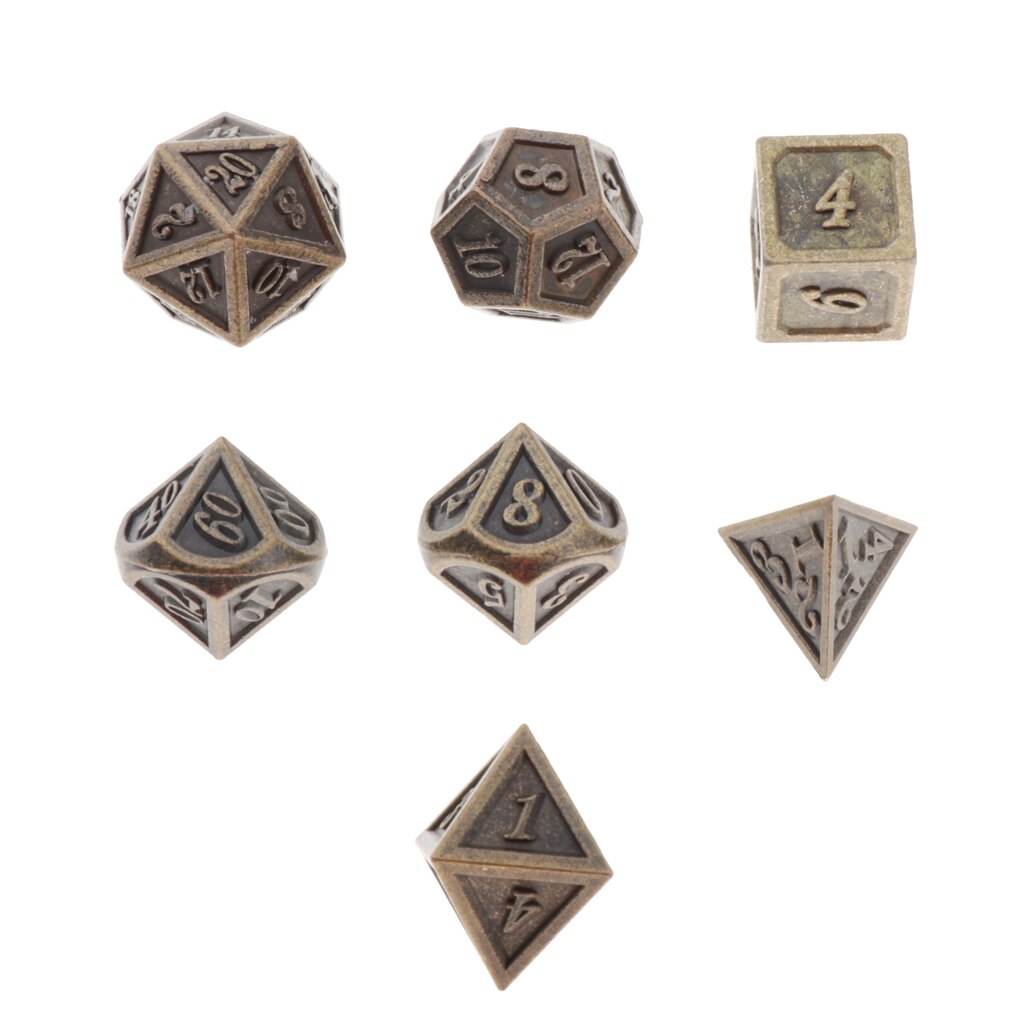 7 stück Metall polygonal Würfel Spiel Würfel Würfel für Rolle Spielen polyedrisch Würfel einstellen D4 D6 D8 D10 D12 D20