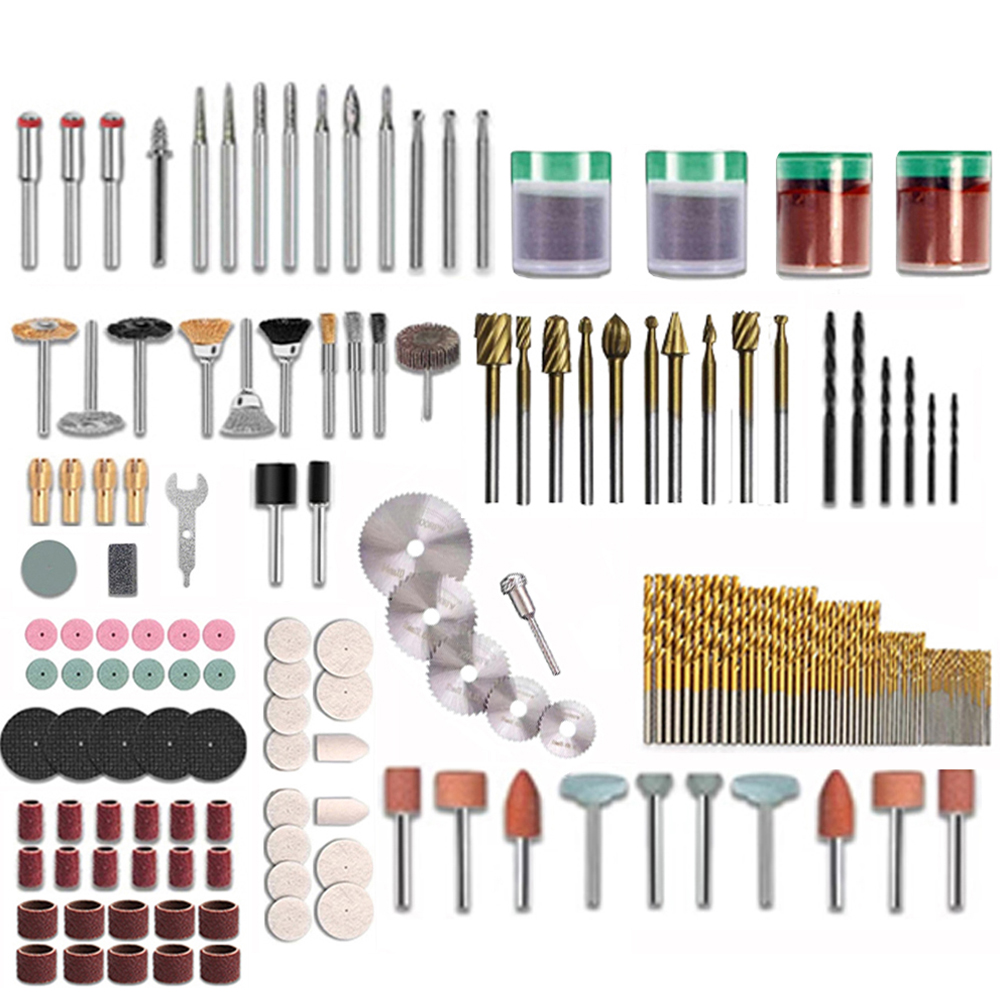 Kit d'accessoires pour Mini perceuse, 220 pièces, outil rotatif abrasif, embouts, lames, disques, jeu pour ponçage Dremel, coupe, meulage: Default Title