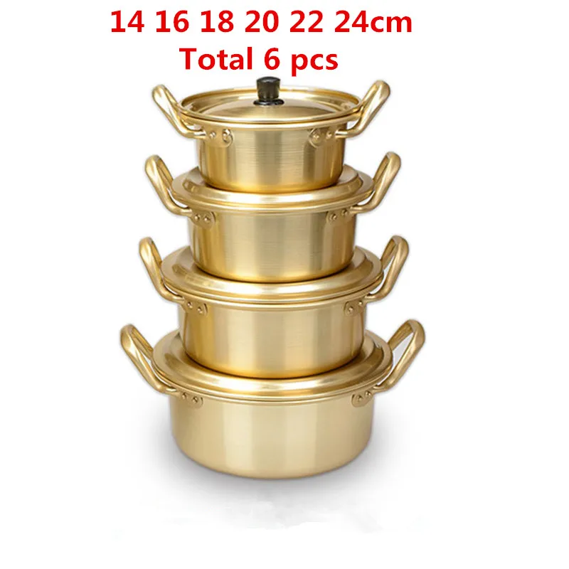 Korean Style Ramen Noodles gold Pot Aluminum Soup Pot Oxidized Coating Noodles Mike Egg Soup Cooking golden Kitchen Cookware: green