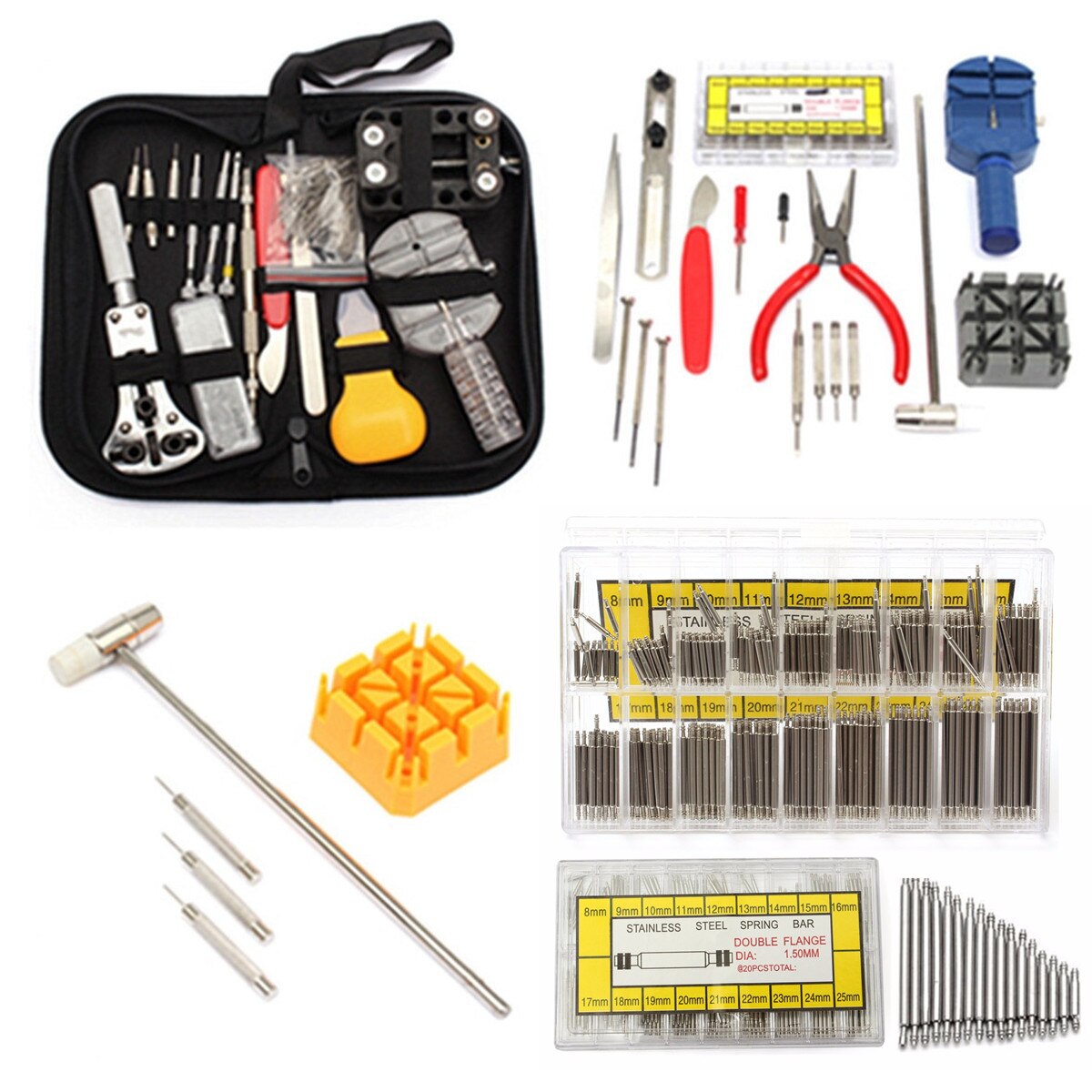 144 stuks horloge reparatieset, set met achterdeksel verwijderaar, batterij reparatieset voor horlogeband, opener, veerstaaf verwijderaar