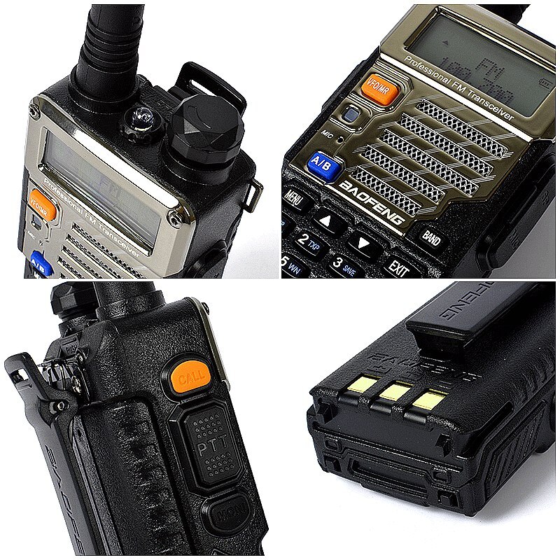 Baofeng UV-5RB 2 Way Radio Handheld Scanner for Police Fire Outdoor Sports & Gain F-Antenna & PTT Earpiece Portable Transceiver