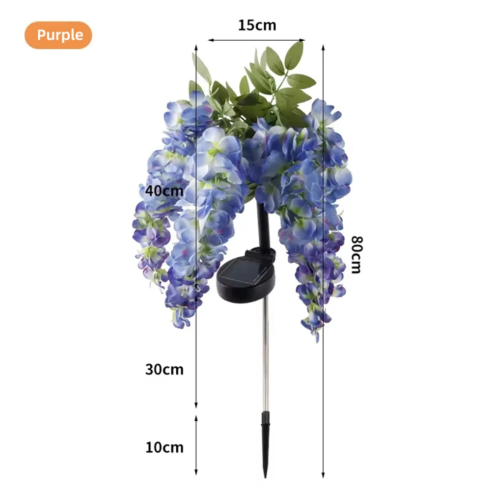 Lampes solaires de jardin extérieures, 4 Branches, lumières de fleurs pour l'extérieur, 2 Modes, décoration de jardin étanche pour cour, Patio, allée, arrière-cour: Bleu