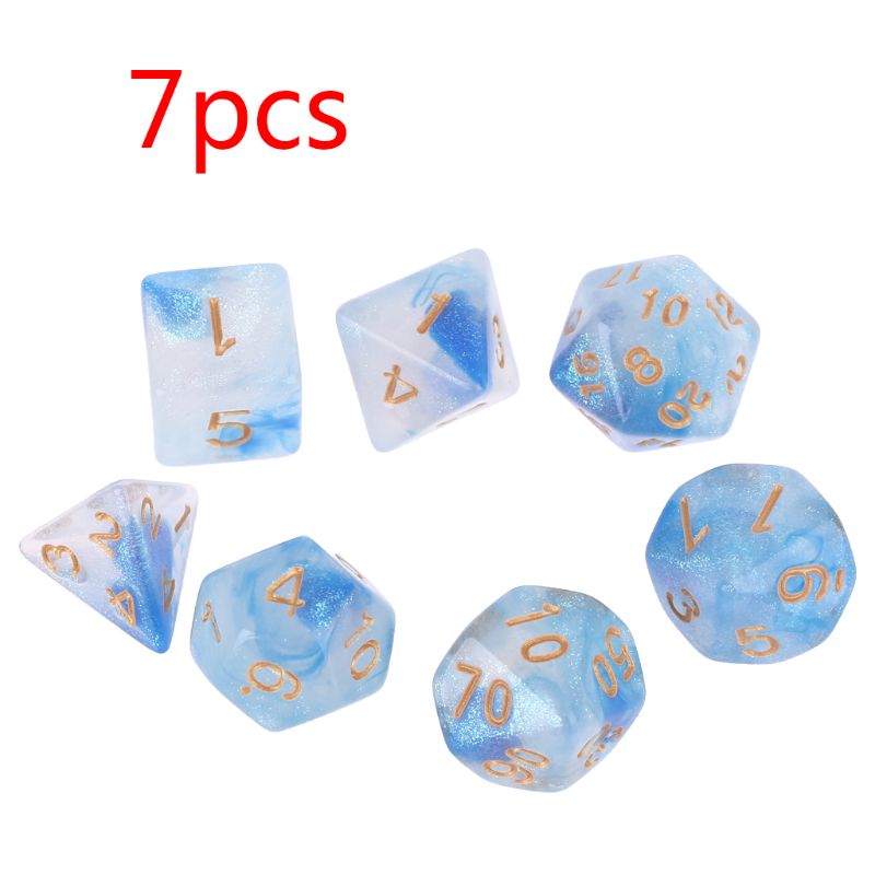 7Pcs D4-D20 Acryl Polyhedrale Dobbelstenen 20 Zijdig Dices Tafel Board Rol Playing Game Voor Bar Pub Club Party