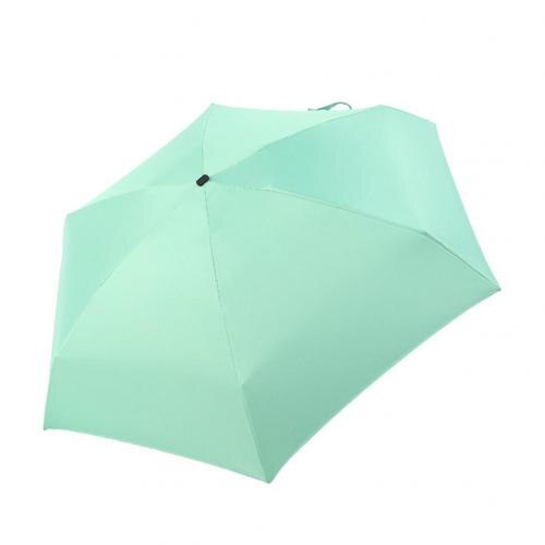 Portable Five-Fold Umbrella Mini Retractable Folding UV Protection Girl Umbrella Sun Umbrella: Green