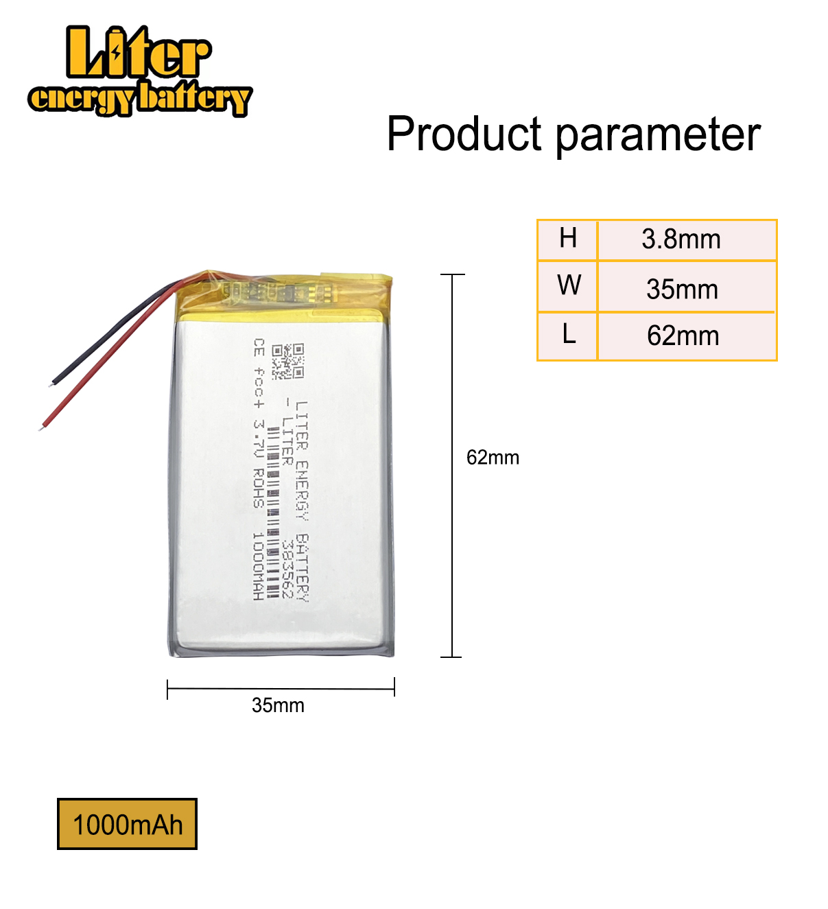 3.7 v 383562 403560 litres énergie lipo rc batterie 830 mah pour rc li polymère petit hélicoptère, GPS, MP3, MP4, outils