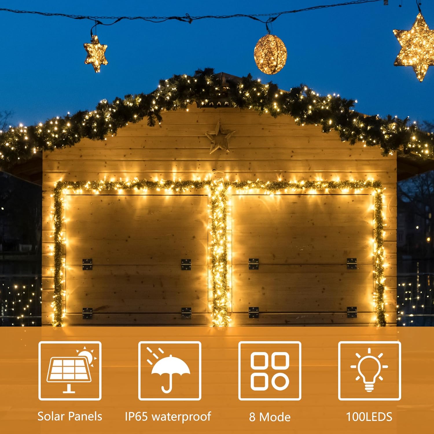 LED-Solar--Himmel-Stern-Lichterkette für Höhle Außenbereich, wasserdicht, 8 Modi, Hoflicht, Urlaubsdekoration, Licht, Party, Haus, Garten, Dekoration