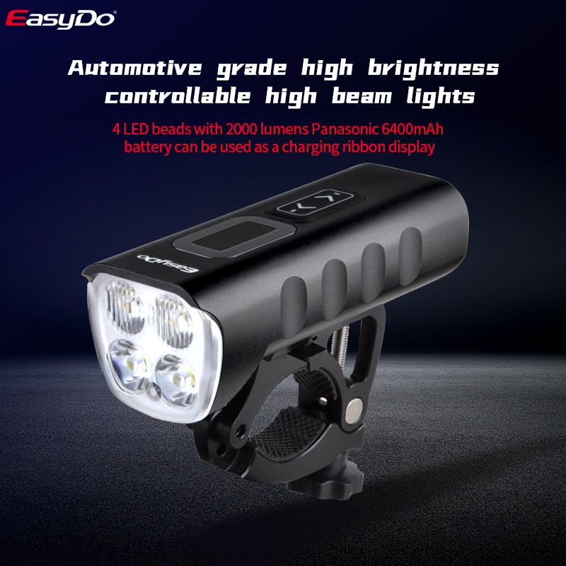 Easydo Fiets Voorlicht 2000 Lumen Fiets Koplamp Usb/C Snel Opladen Fietsen Led Zaklamp Voor Mtb Racefiets Accessoires