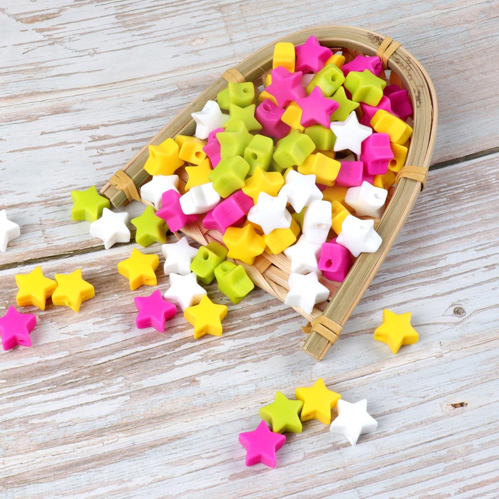 TYRY. HU 10 pc/lot étoiles bébé Silicone perles de dentition de alimentaire bébé produits collier à faire soi-même rongeur perles bébé jouets sûrs sans BPA: j