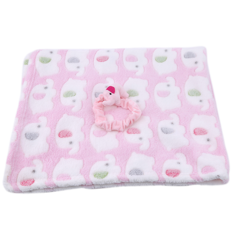 Leuke Olifant Cartoon Baby Deken Pasgeboren Olifant Airconditioning Quilt Coral Fluwelen Kussen Dekbed Dual-Use Baby Producten: pink