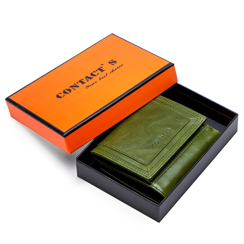 Kontakt's Münze Tasche Frauen Brieftaschen Aus Echtem Leder Geldbörse Weiblichen Karte Halter Damen Kurze Kupplung Geld Tasche für Mädchen Carters: Green Box