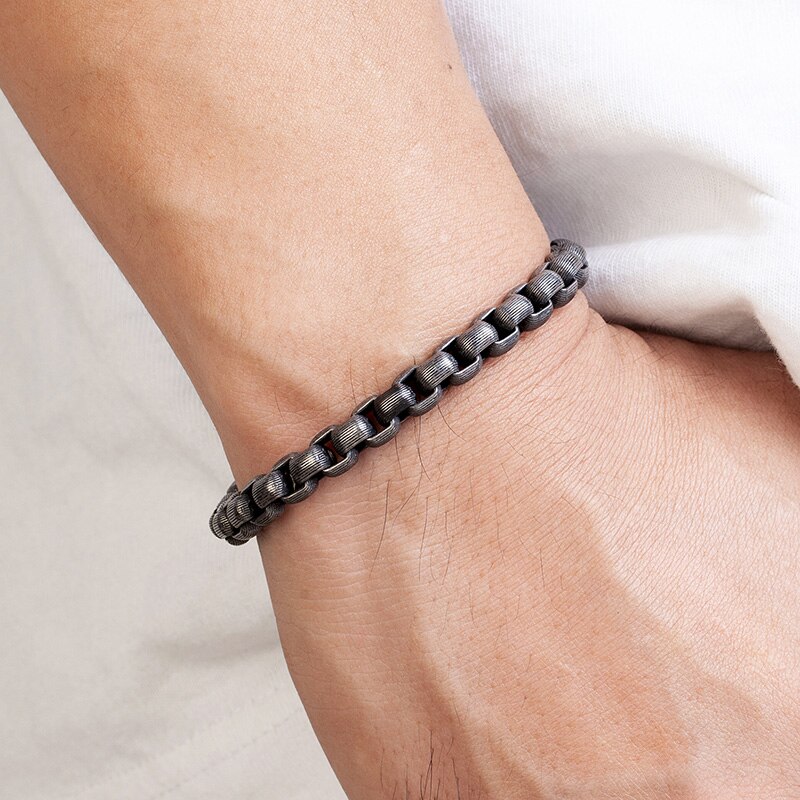 Rvs Vintage Armband Mannen Zwart Cubaanse Ketting Retro Polsband Mannelijke Mode-sieraden Kerstcadeau Accessoires