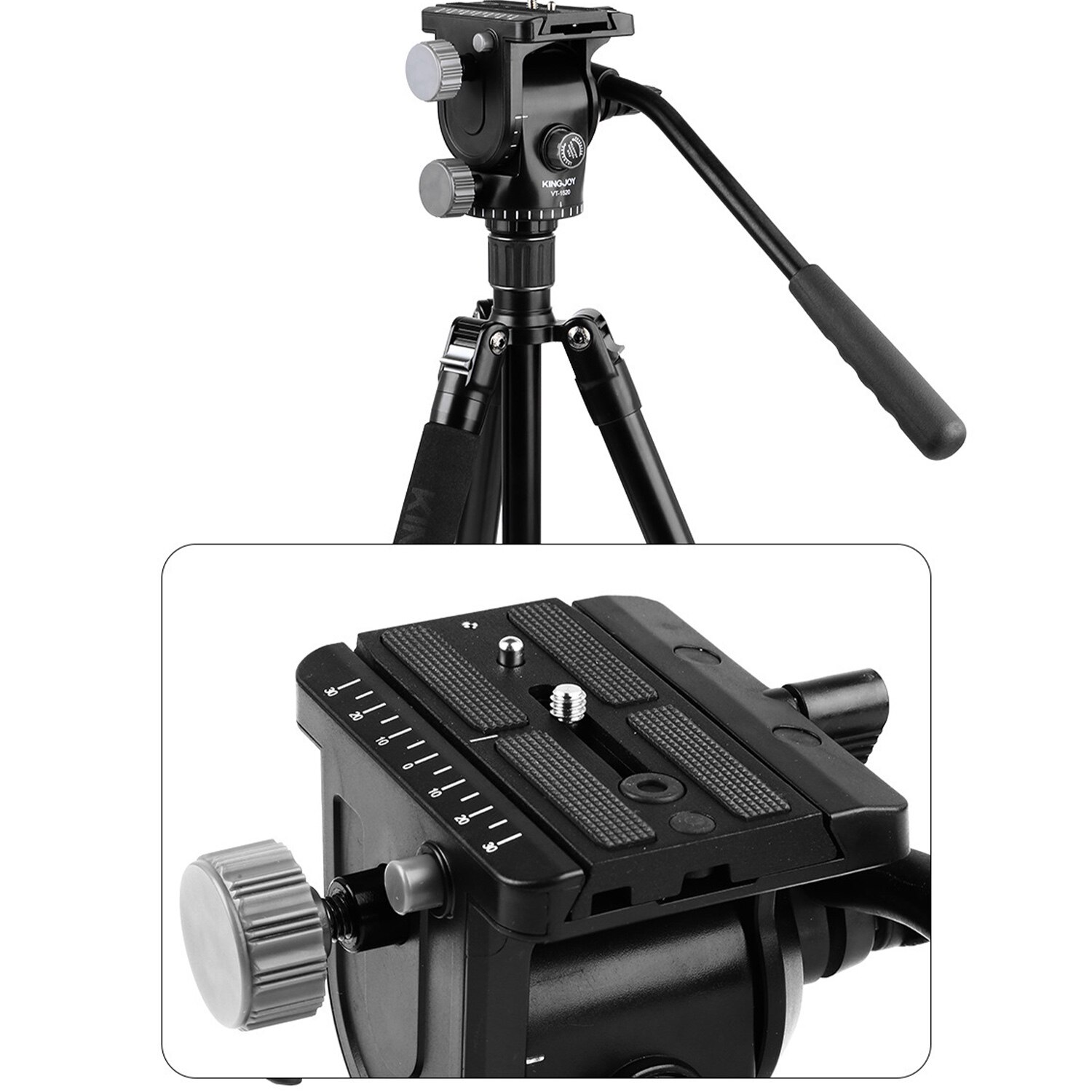 Cabezal de bola para fotografía Slr, soporte de amortiguación de vídeo, trípode de un solo Mango, cabezal de trípode hidráulico, placa de liberación rápida