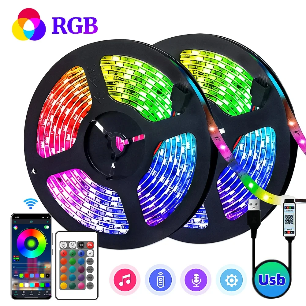 5M 5050 5V LED Light Strip USB Infrarood Afstandsbediening Flexibele Lamp Tape Lint Diode Voor Festival Party interieur Decor: Bundle3
