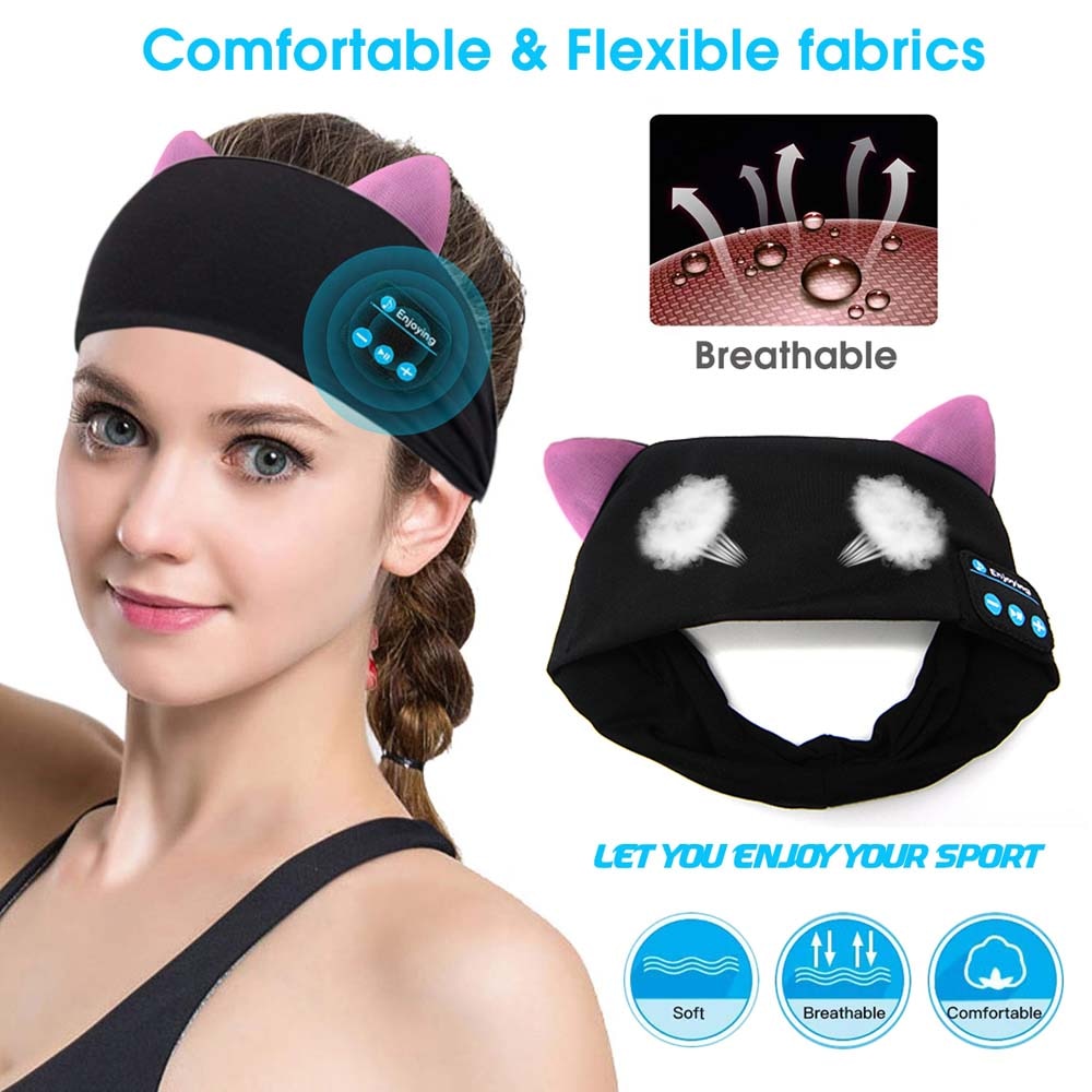 2021 nuovi bambini cuffie Bluetooth morbido Bluetooth sonno Sport fascia lettore musicale supporto vivavoce miglior regalo di compleanno simpatico gatto