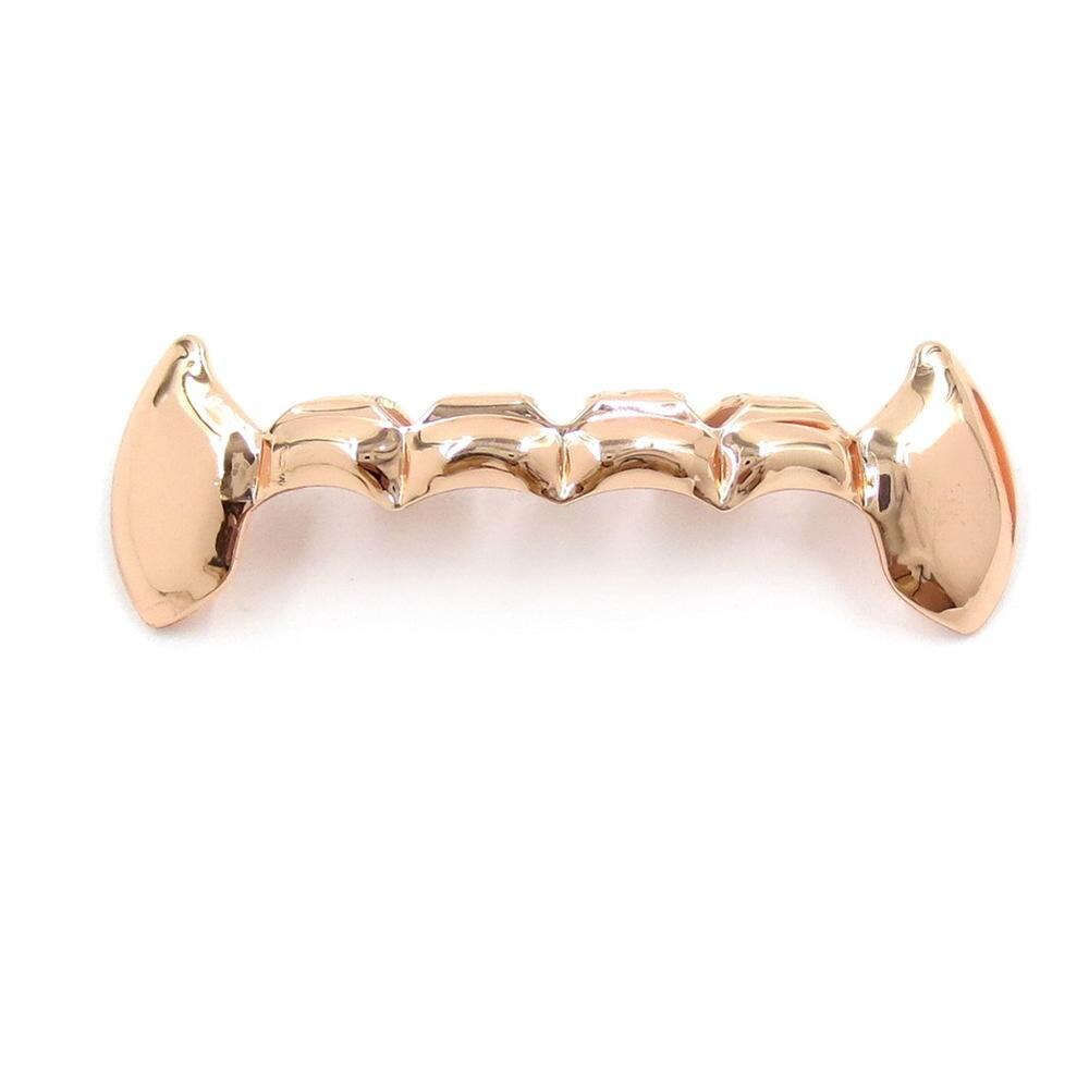 4 kleuren Mannen Hip Hop Tanden Grillz Top & Bottom Vampire Fang Tooth Dental Grills Cosplay Partij Sieraden Rose Goud: Rose Bottom